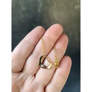 14K GF Diamond Accent Heart Charm Bracelet Vintage